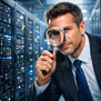 man with magnifying glass